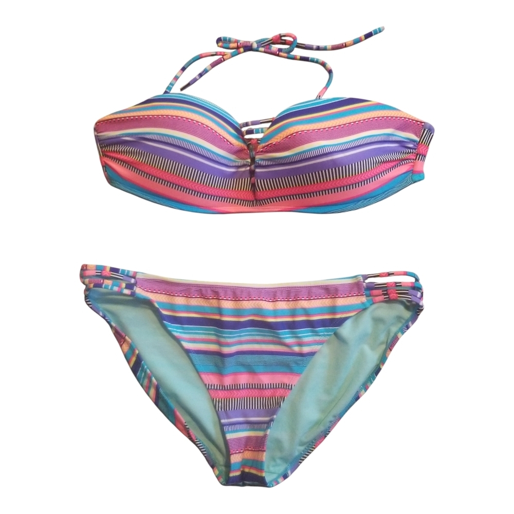 No Boundaries Bikini with Multicolored Playful Stripes
